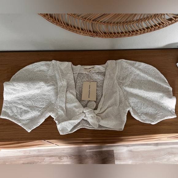 Navya Puff Sleeve Crop Top Mara Hoffman - XS - NWT - Picture 2 of 8